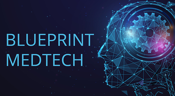 illustration of transparent head in silhouette with text that reads BLUEPRINT MEDTECH