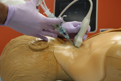 A photo of the guidewire being used with a mannequin