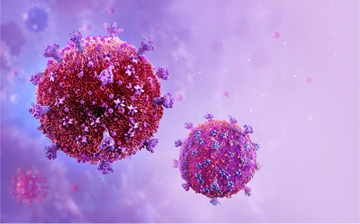 A 3D illustration of HIV particles 