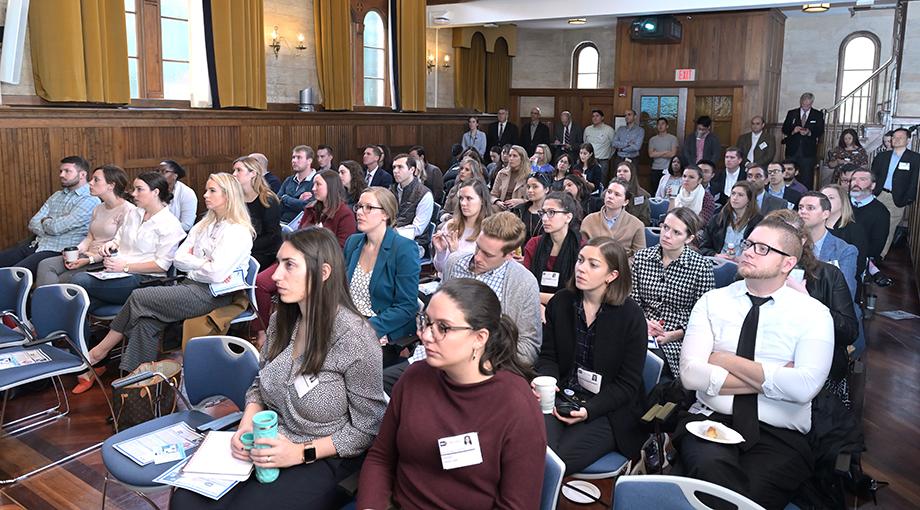 Congressional staff listen to opening remarks delivered by NIBIB Director Bruce Tromberg before participating in technology demonstrations given by NIBIB grantees.