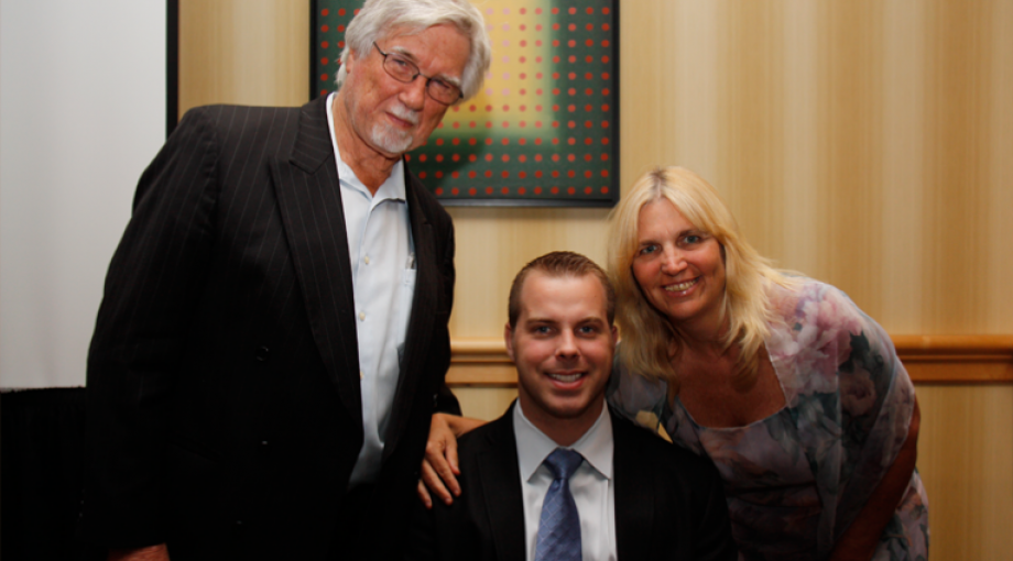 Key members of the spinal cord stimulation research effort include from left to right: Dr. V. Reggie Edgerton, UCLA spinal stimulation principal investigator; Robert Summers, spinal cord injury patient; and Dr. Susan Harkema, Rehabilitation Research Director at the Kentucky Spinal Cord Injury Research Center at the University of Louisville.