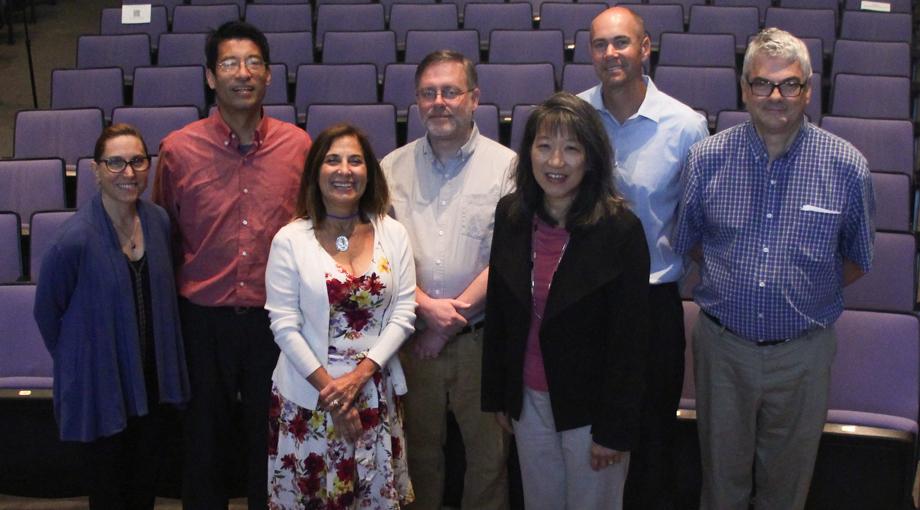 IMAG MSM meeting organizers, from left, Elizabeth Ginexi, NCCIH; Bruce Lee, CUNY; Denise Kirschner, University of Michigan; Jason Haugh, NC State University; Reed Shabman, NIAID; Grace Peng, NIBIB; and Herbert Sauro, University of Washington, Seattle.