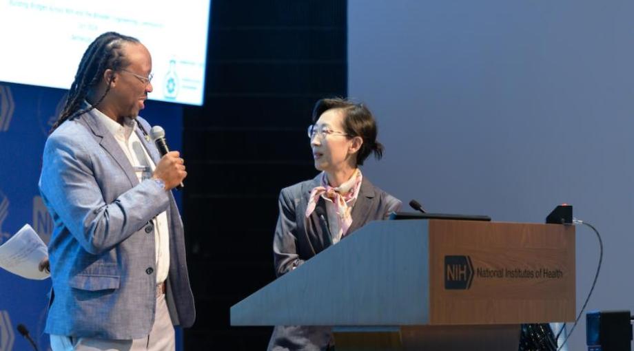 Dr. Manu Platt, Director, Center for Biomedical Engineering Technology Acceleration (BETA Center) kicks off the Q&amp;A following a presentation by Dr. Myong-Hee “Mia” Sung, NIA.